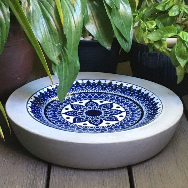 Moroccan blue birdbath - horti.co.za shop
